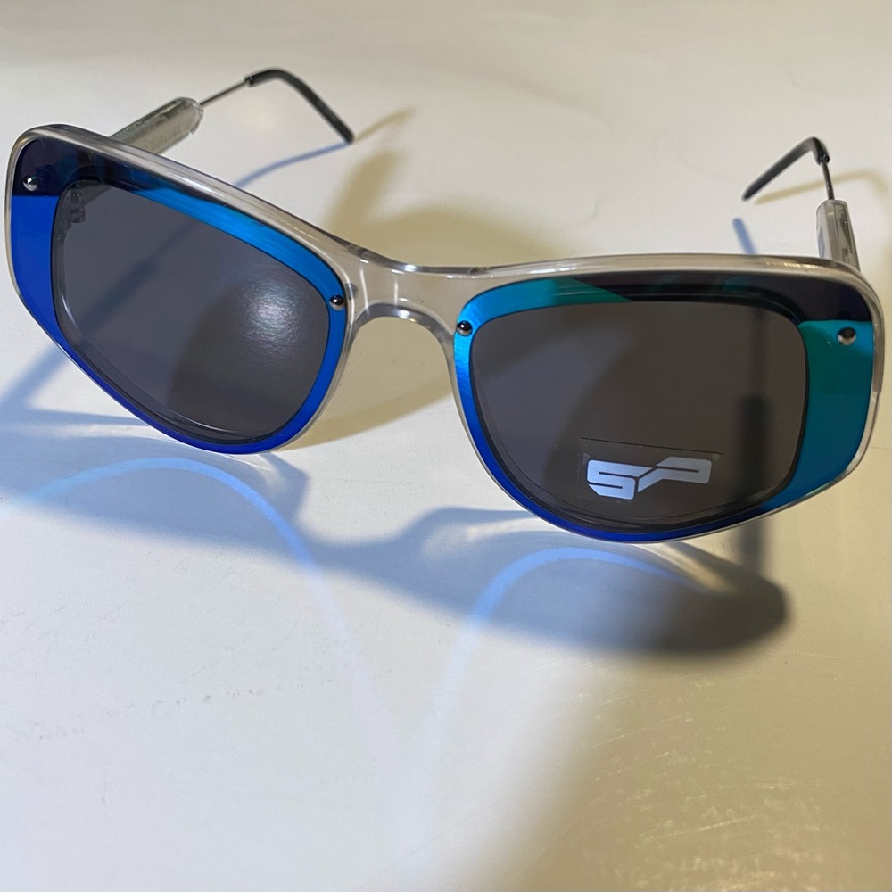 Spitfire Ultra1 Cat3 clear frame blue/green coated lenses NWT see pics